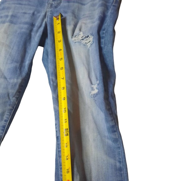Maurices Women's Size M Distressed Midrise Skinny Jeans Raw Hem Blue - Picture 5 of 9